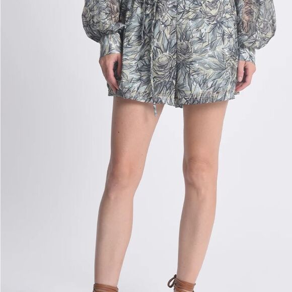 Floral Blue and Gray Two-Piece Set - Picture 3 of 4